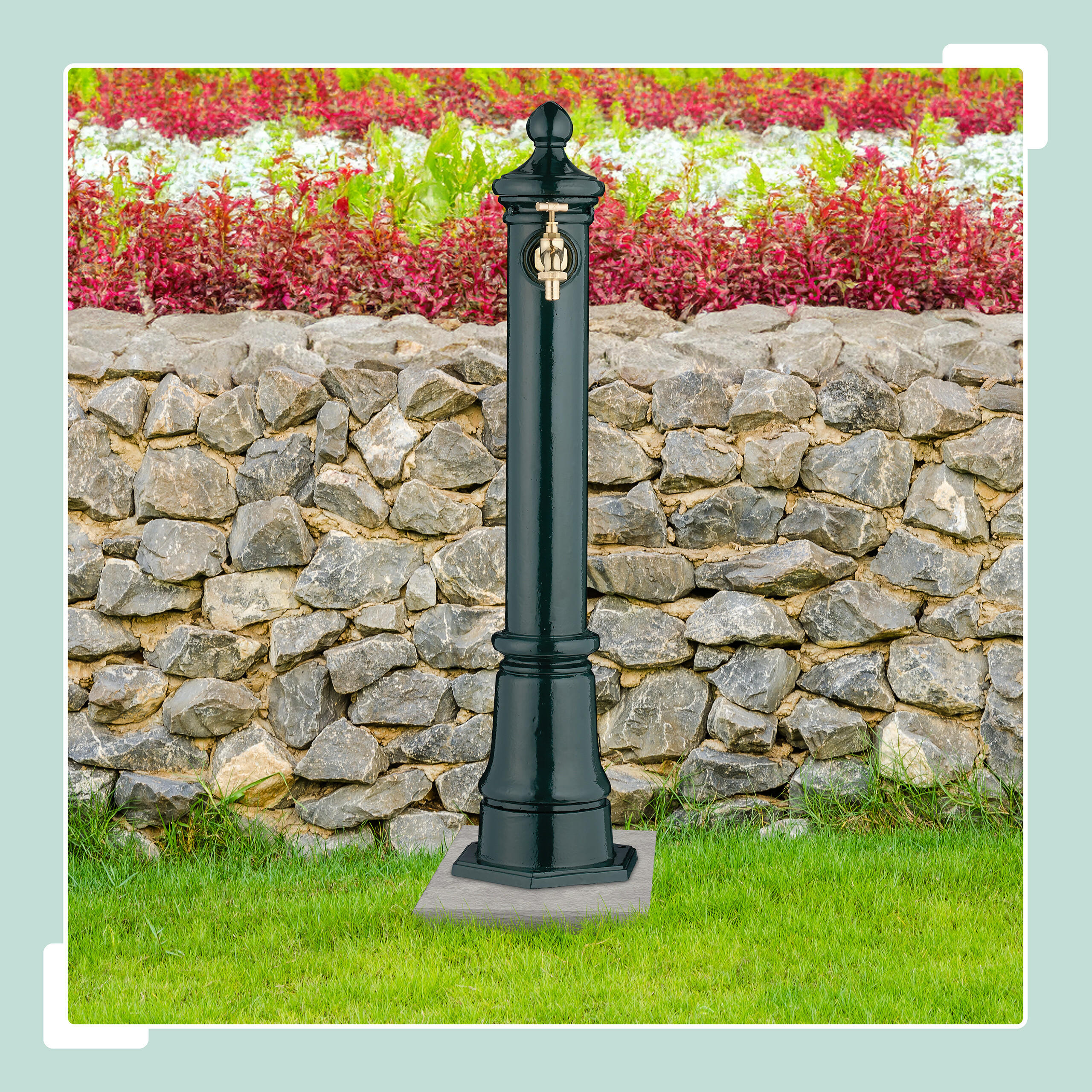 STANDBRUNNEN - Dunkelgrün, Metall (20.5/18/80cm) - Relaxdays