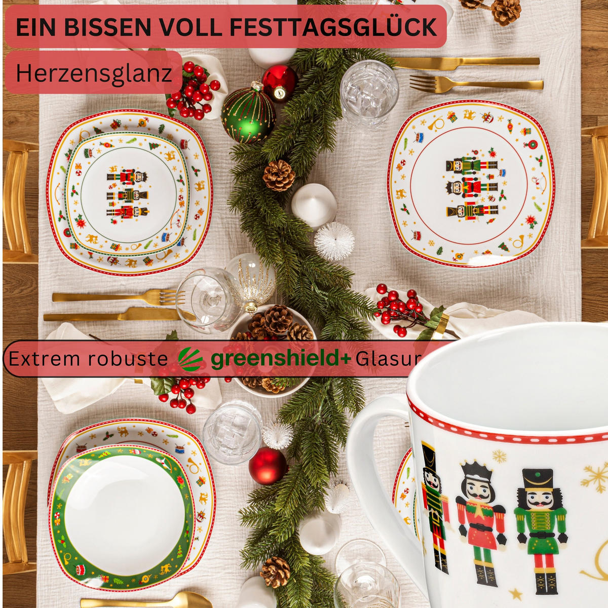 KAFFEEBECHER SET BILGOLA NUSSKNACKER DESIGN - 6 teilig aus Porzellan - Weiß, Keramik (0.4L) - Sänger