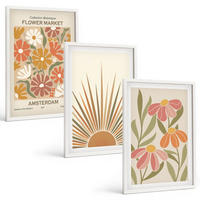 BILDER SET 3er Set - 40x60 cm Weißer Rahmen - Pastellfarbene Sonnenblumen - Weiß, Kunststoff (40/60cm) - TULUP
