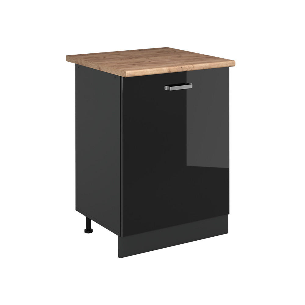 Vicco Küchenunterschrank Schwarz Hochglanz, Anthrazit 60x81.6x60 cm