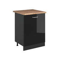 KÜCHENUNTERSCHRANK R-Line, Schwarz Hochglanz/Anthrazit, 60 cm mit 1 Tür Arbeitsplatte Goldkraft Eiche - Schwarz Hochglanz/Anthrazit, Holzwerkstoff (60/81.6/60cm) - Vicco
