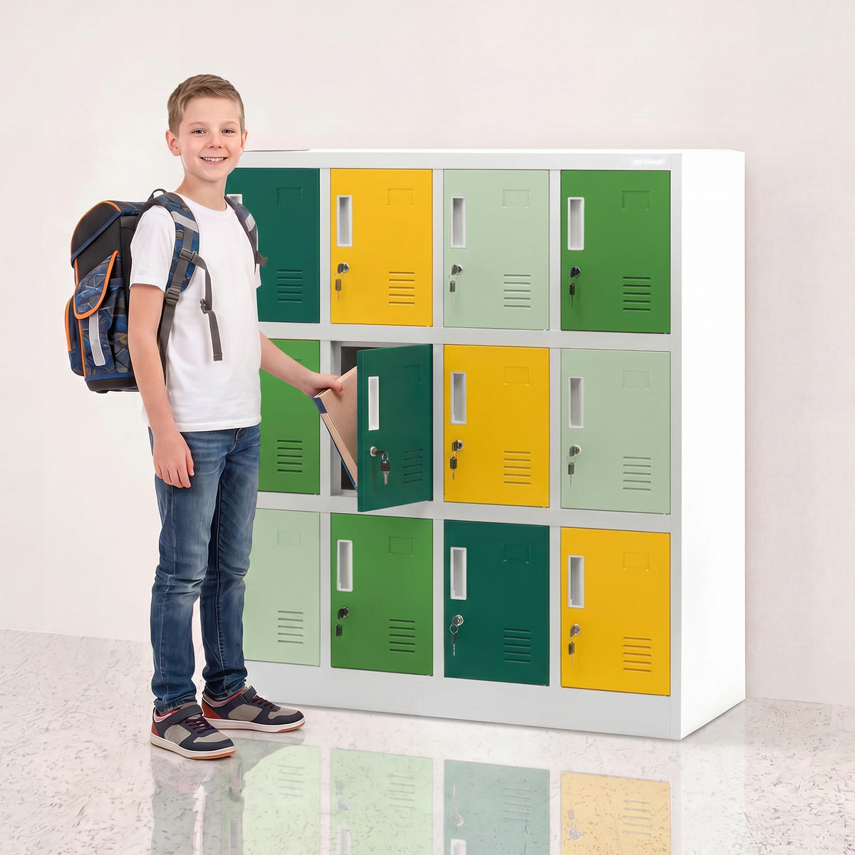 METALLSCHRANK für Schulen und Kindergärten OLA 1090 x 1200 x 450 mm - Gelb/Grau, Metall (109/120/45cm) - Jan Nowak