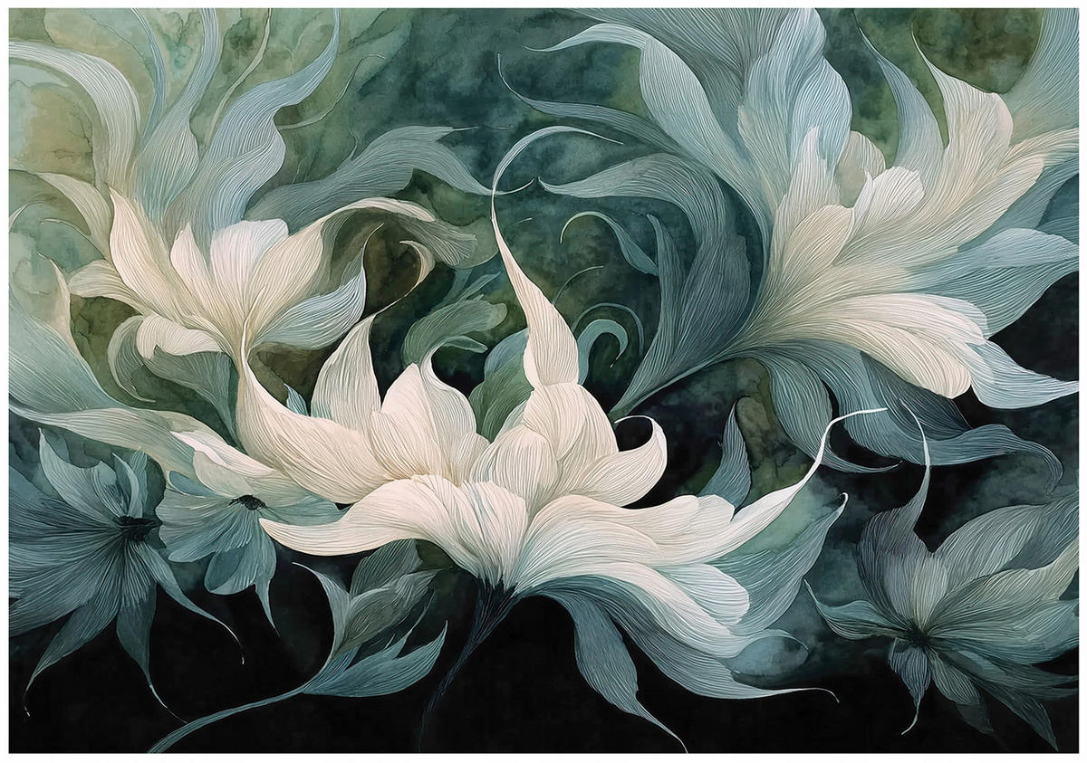 FOTOTAPETE Blumen Abstrakt Grün 250x175 cm - Multicolor, Papier (250/175cm) - Wallarena