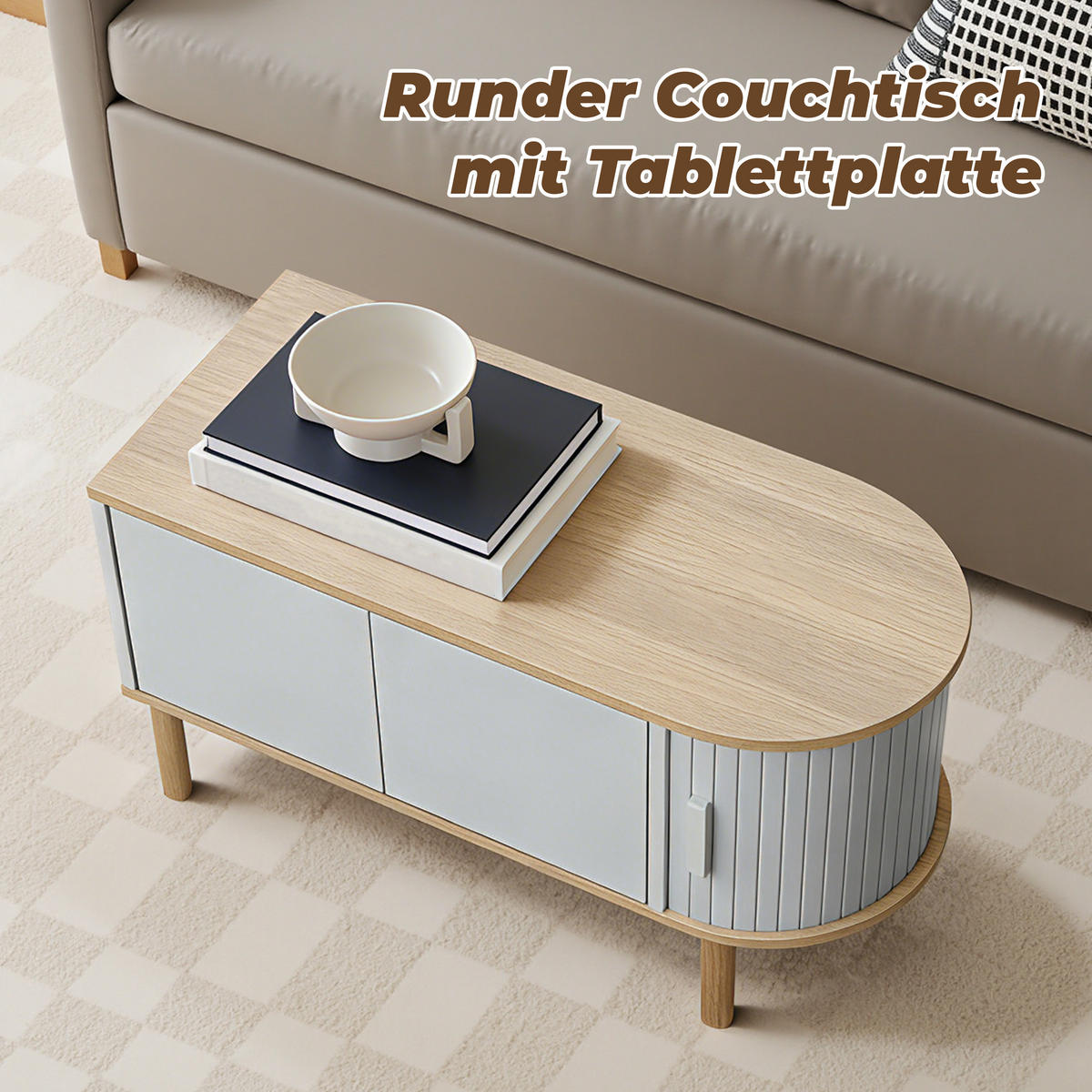 COUCHTISCH mit 2 Türen | B80 x T40 x H45 cm - Grau, Holzwerkstoff (40/80/45cm) - Hometopia