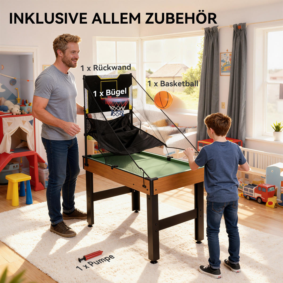 MULTISPIELTISCH 5-in-1 DE-10821 53 Zubehörteile Walnuss - Walnussfarben, Holzwerkstoff (108/134cm) - ComfortXL