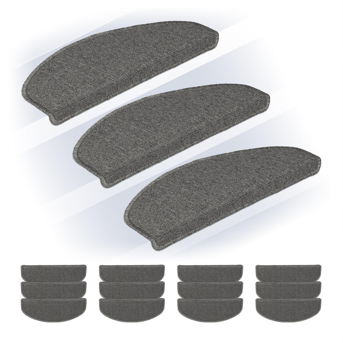 15xSTUFENMATTEN - Grau, Kunststoff (24/65/4cm) - Relaxdays