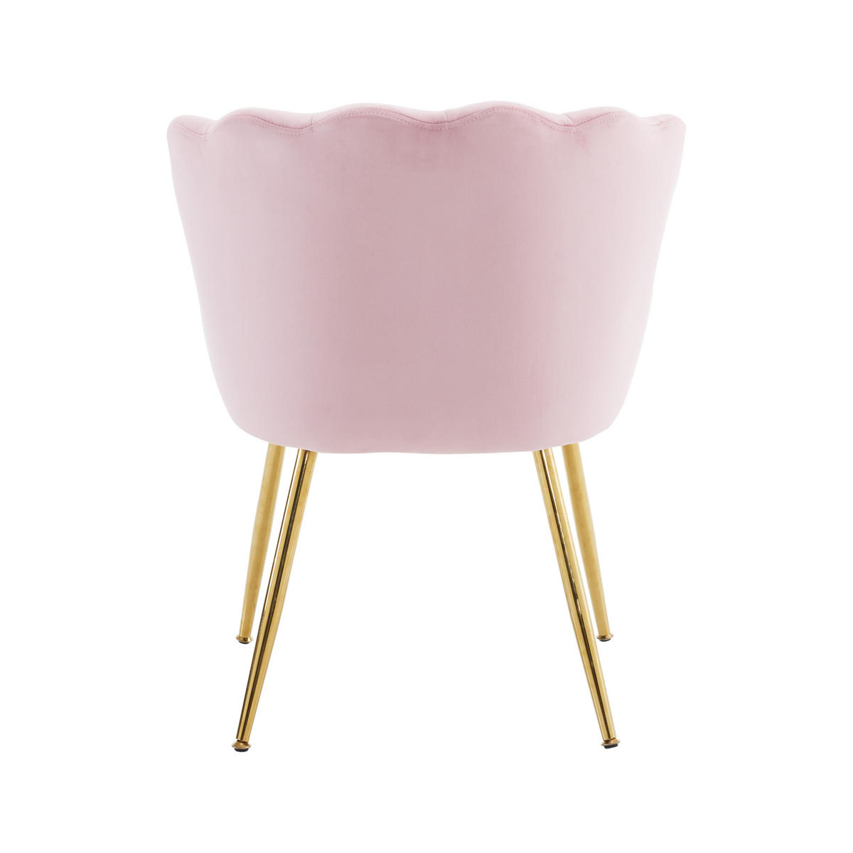 SESSEL Samt Blütenblatt-Rückenlehne Goldfüße & Kissen Rosa - Pink, Holz (62/43/54cm) - FLIEKS