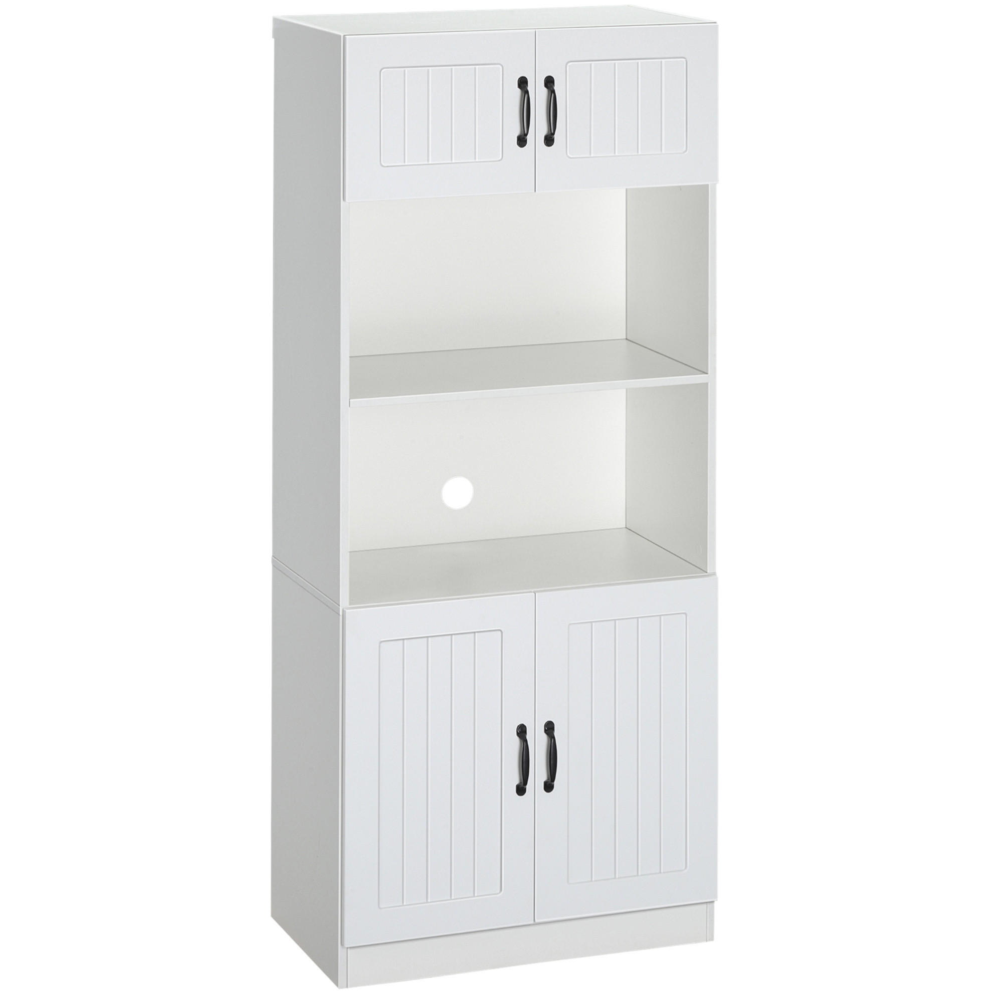 HIGHBOARD 70/40/170 cm in Weiß mit 4 Türen und verstellbaren Einlegeböden - Weiß, Holzwerkstoff (70/170/40cm) - Flora Grace
