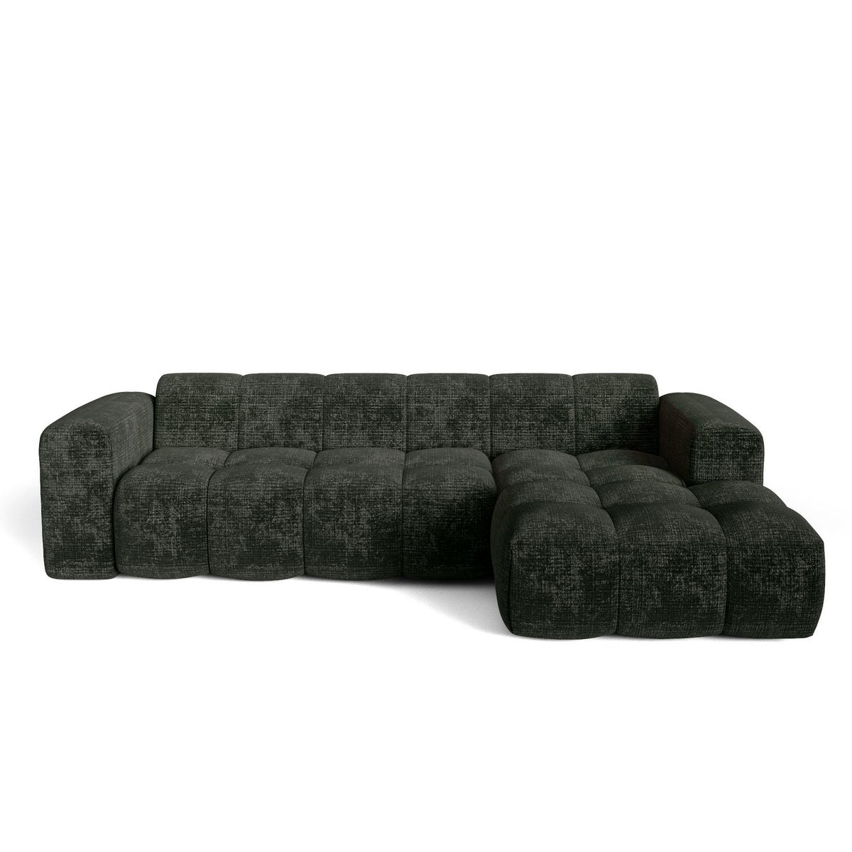 ECKSOFA rechtwinklig BLOOM Geprägter Samt Anthrazitgrau 290cm - Dunkelgrau/Anthrazit, Textil (290/164cm) - Premium Interiors