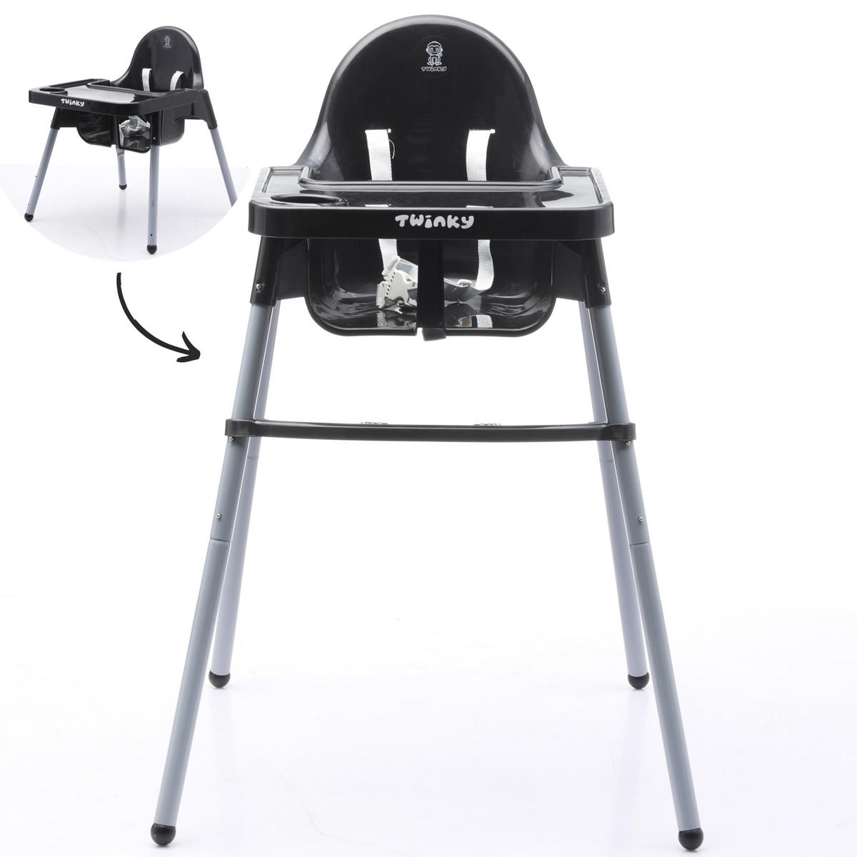 HOCHSTUHL Baby ECO mit Liegefunktion Schwarz - Schwarz, Kunststoff (56/89/58cm) - Twinky