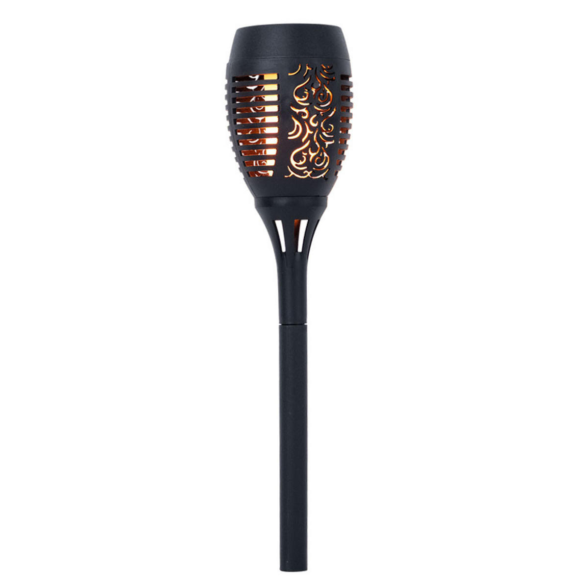 LED AUSSENLEUCHTE Solar Fackel Schwarz 2er Set - Schwarz, Kunststoff (9.5/50/9.5cm)
