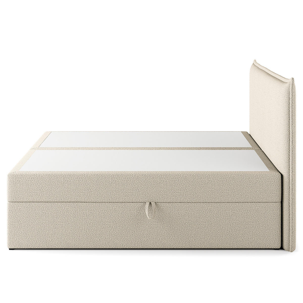 BOXBETT mit Stauraum - Bouclé - Creme, Holzwerkstoff/Textil (200/200cm) - home24
