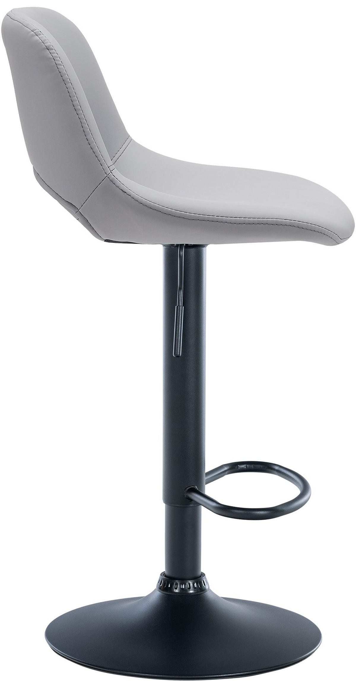 BARHOCKER JAKSON Grau Kunstleder Schwarz - Grau, Leder/Metall (42/86/46cm) - DELUKE