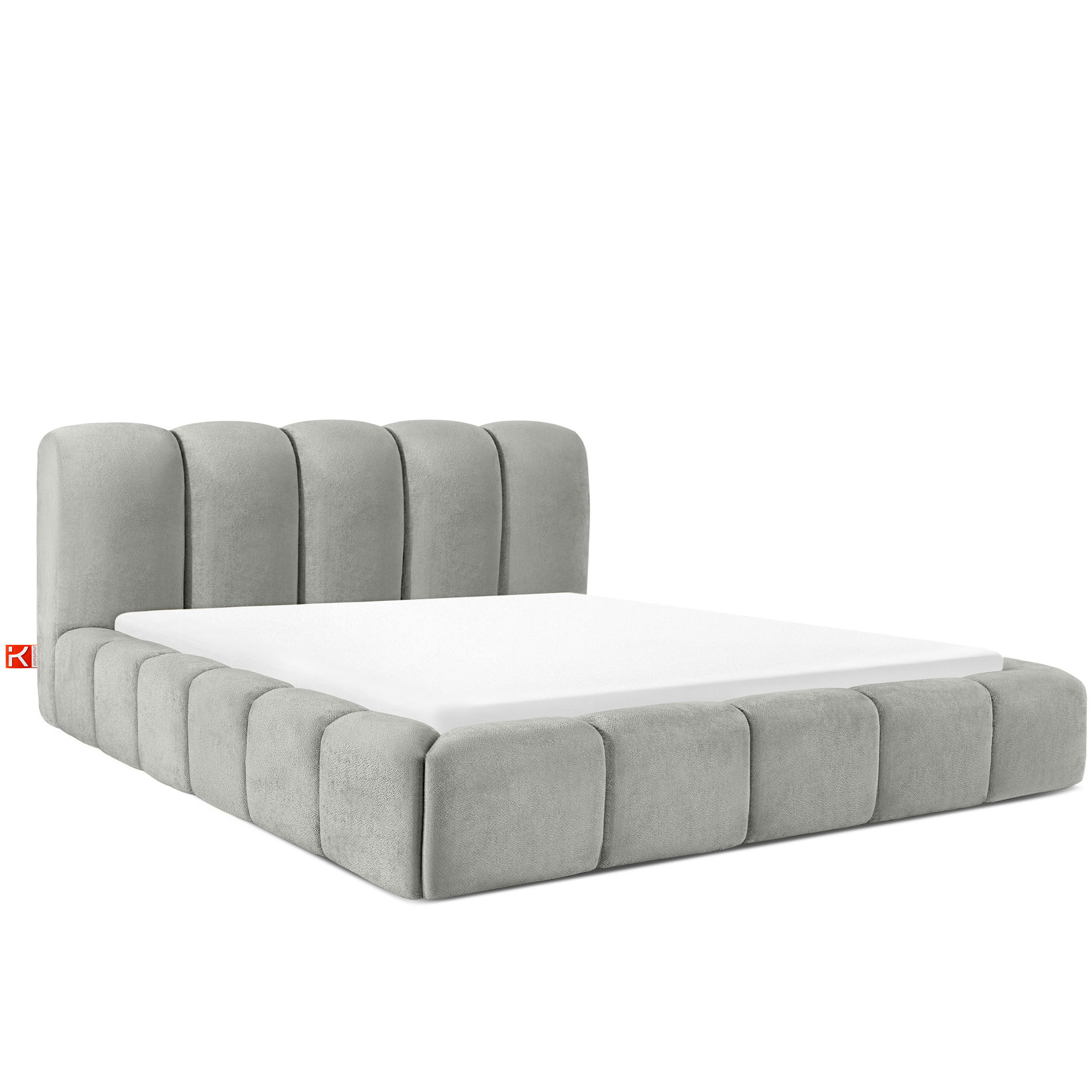 POLSTERBETT MERIDE Chenille, Hellgrau - Hellgrau/Schwarz, Holz/Textil (200/200cm) - KONSIMO®