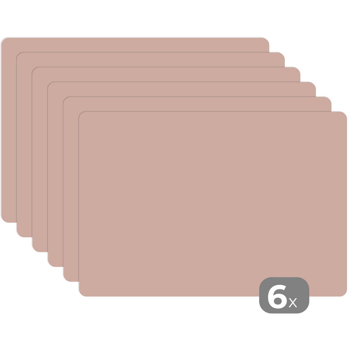 PLATZSETS 6er-Set Rosa - Palette - Einfarbig - Einfarbig rosa 45x30 cm Tischset - Altrosa, Kunststoff (0.3/45/30cm) - MuchoWow