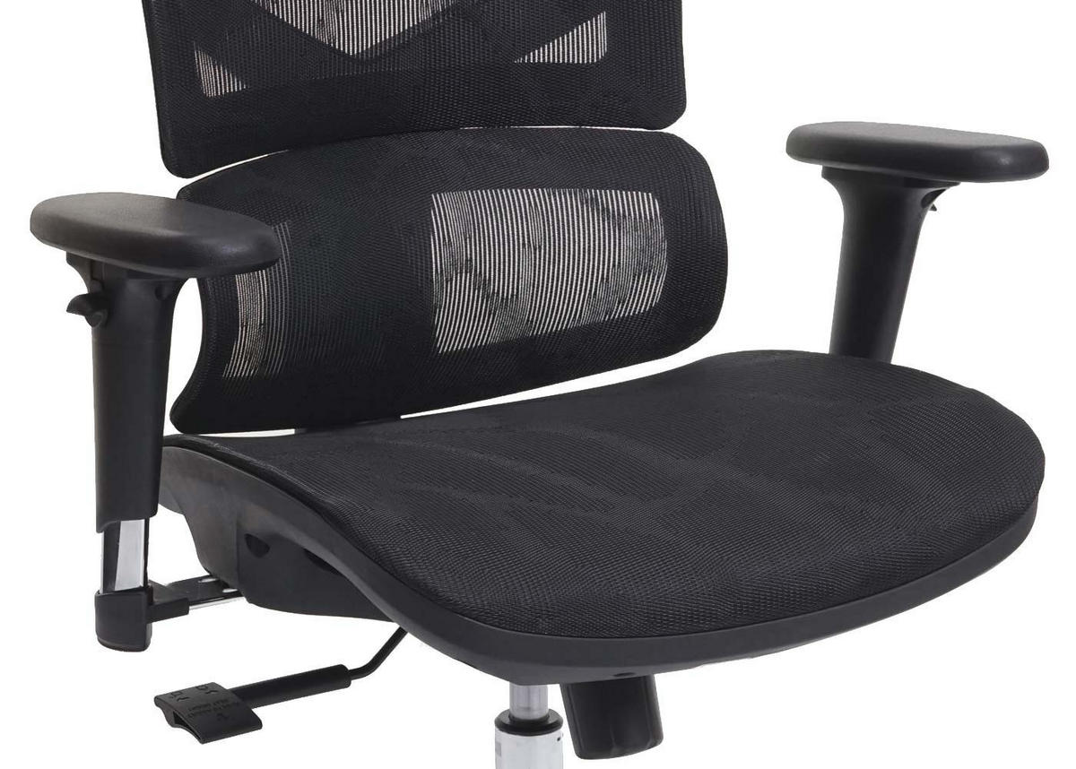 DREHSTUHL HxBxT 136x66x95cm Sitzhöhe 43cm Lordosenstütze hohe Rückenlehne 3D-Armlehnen Mesh Schwarz ergonomisch - Schwarz, Kunststoff (66/136/95cm) - PROREGAL