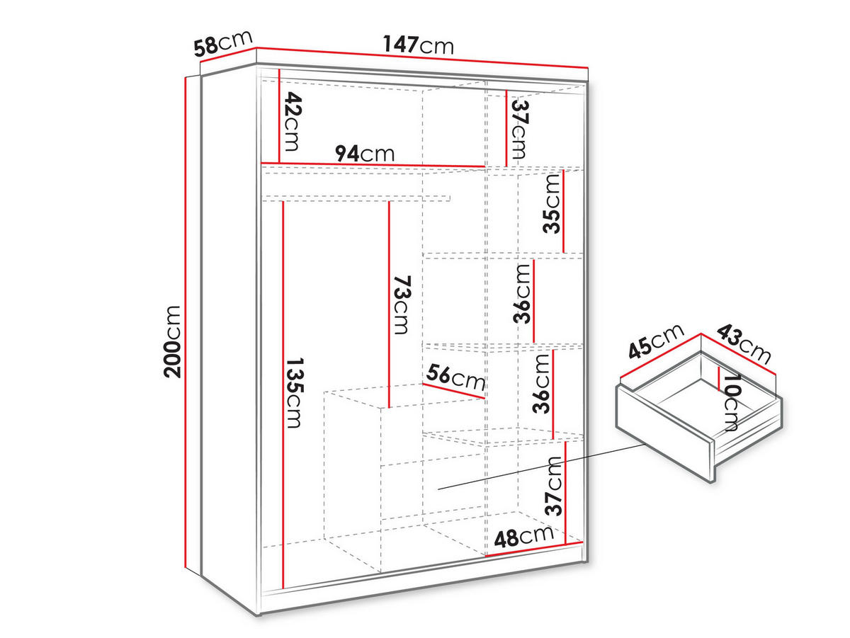 DREHTÜRENSCHRANK Bali D3 mit Schrankaufsatz - Silberfarben/Weiß, Holzwerkstoff/Kunststoff (58/245/147cm) - MIRJAN24