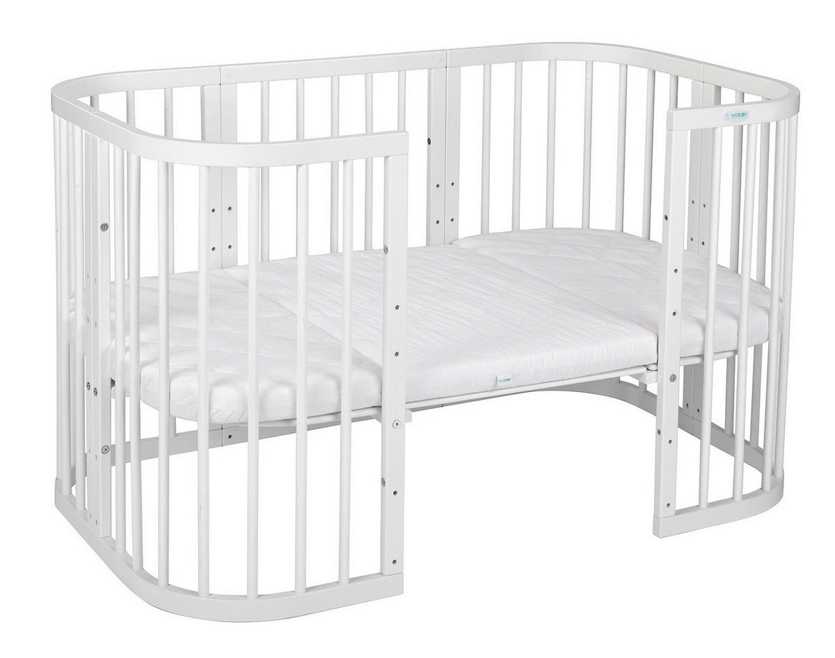 BABYBETT WHITE, 7in1 mit Matratze - Weiß, Holz (73/123cm) - waldin