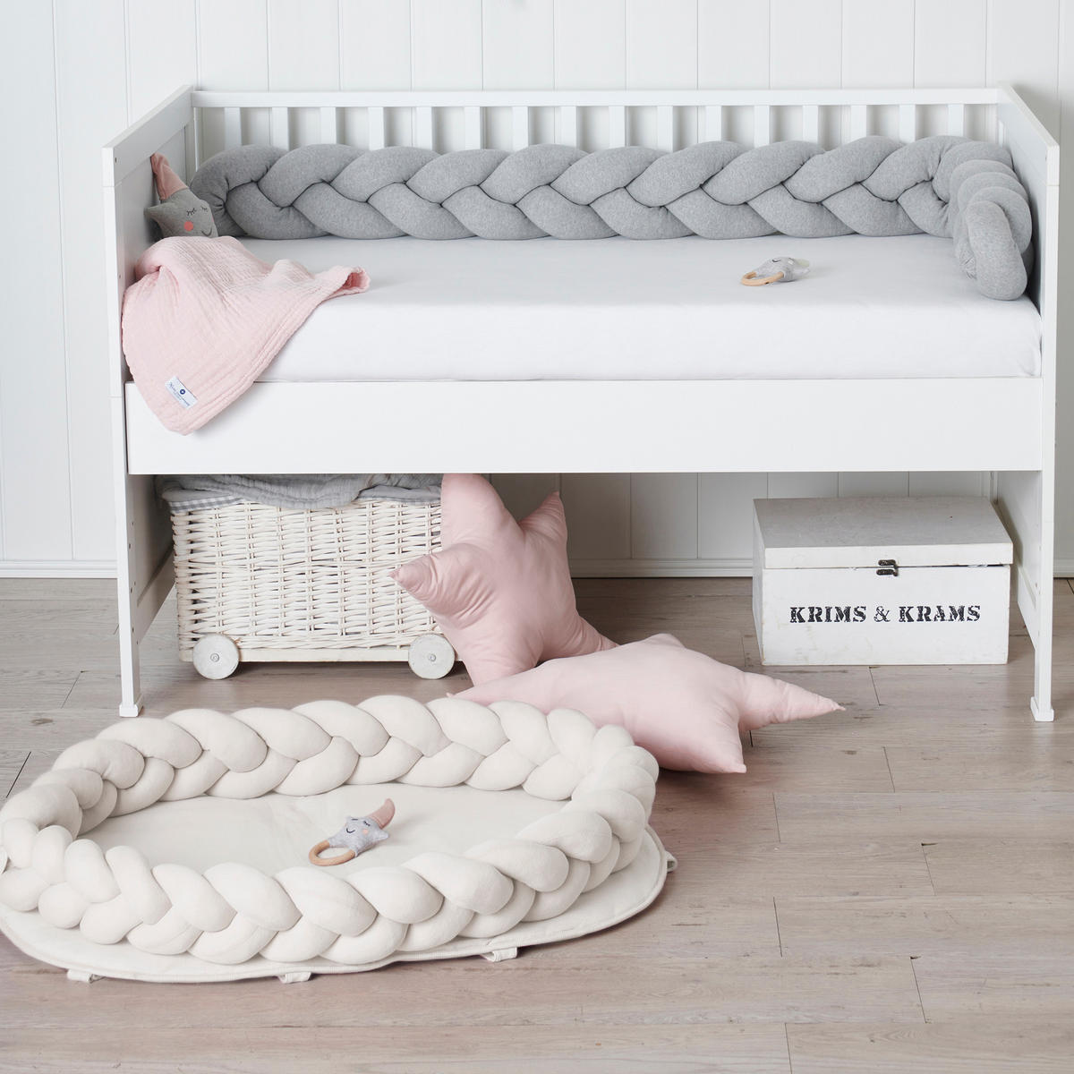 BABYNEST Baby Nest Nestchen Bettnest Reisebett XL mit Bettschlange 3tlg. mit Krabbeldecke - Naturfarben, Textil (60/90cm) - nordic coast company