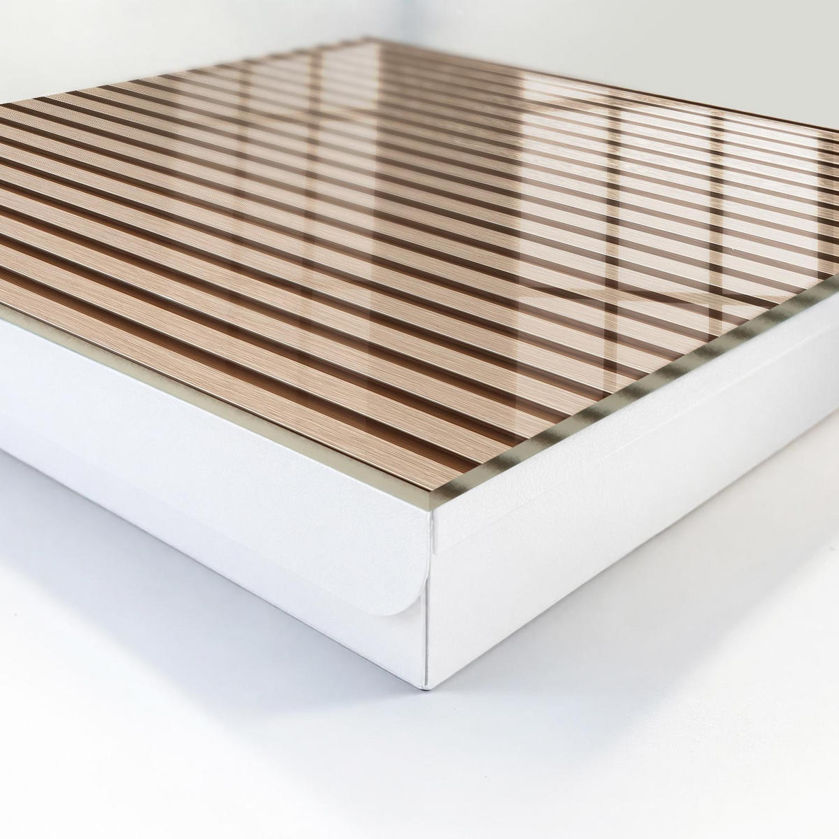 SCHLÜSSELBOX Weiß 30x30 cm – Türöffnung nach rechts - Warme Linien - Beige, Metall (30/30/5cm) - TULUP