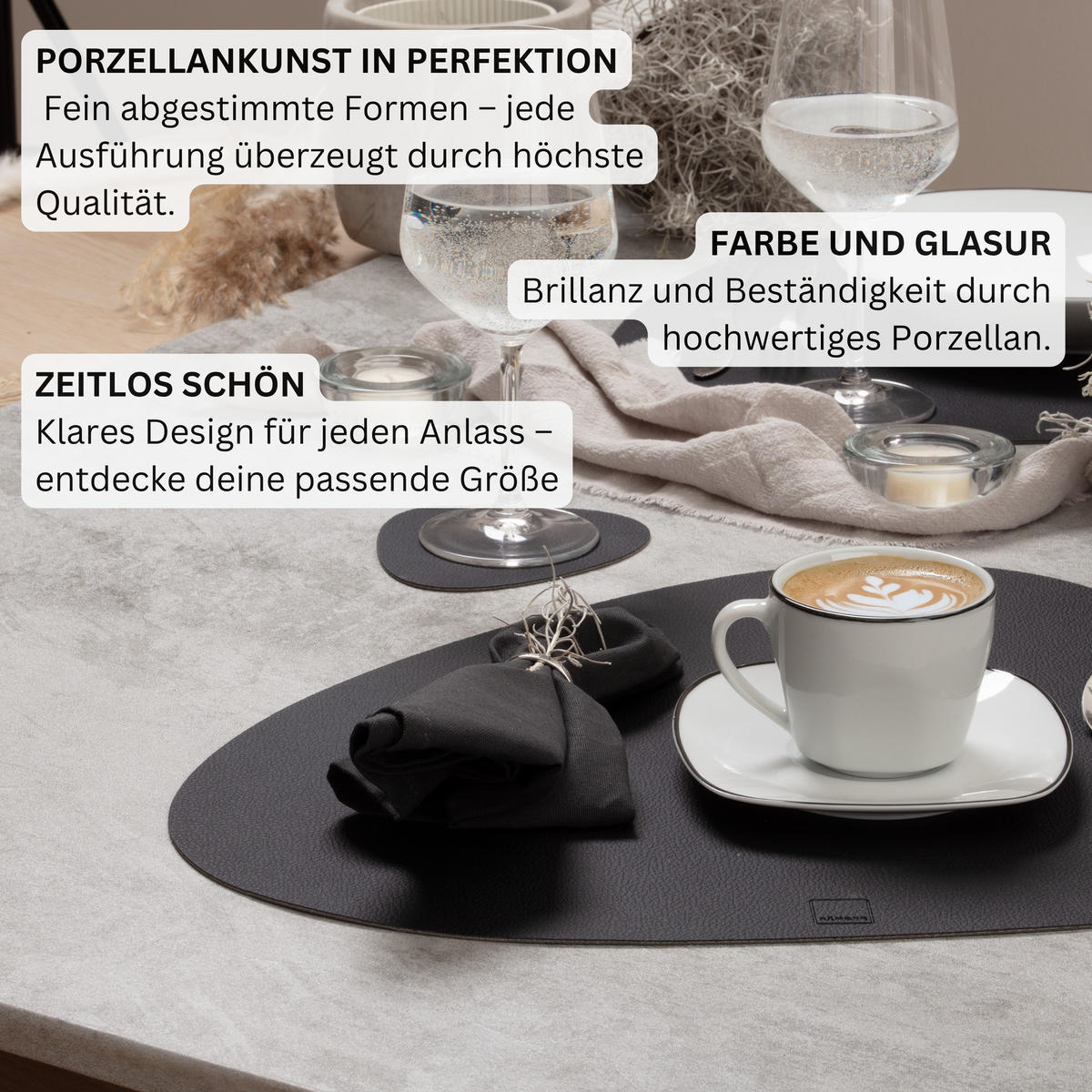 KAFFEETASSEN SET BILGOLA BLACK RIM - 12 tlg aus Porzellan - Weiß, Keramik (44/12.5/22cm) - Sänger
