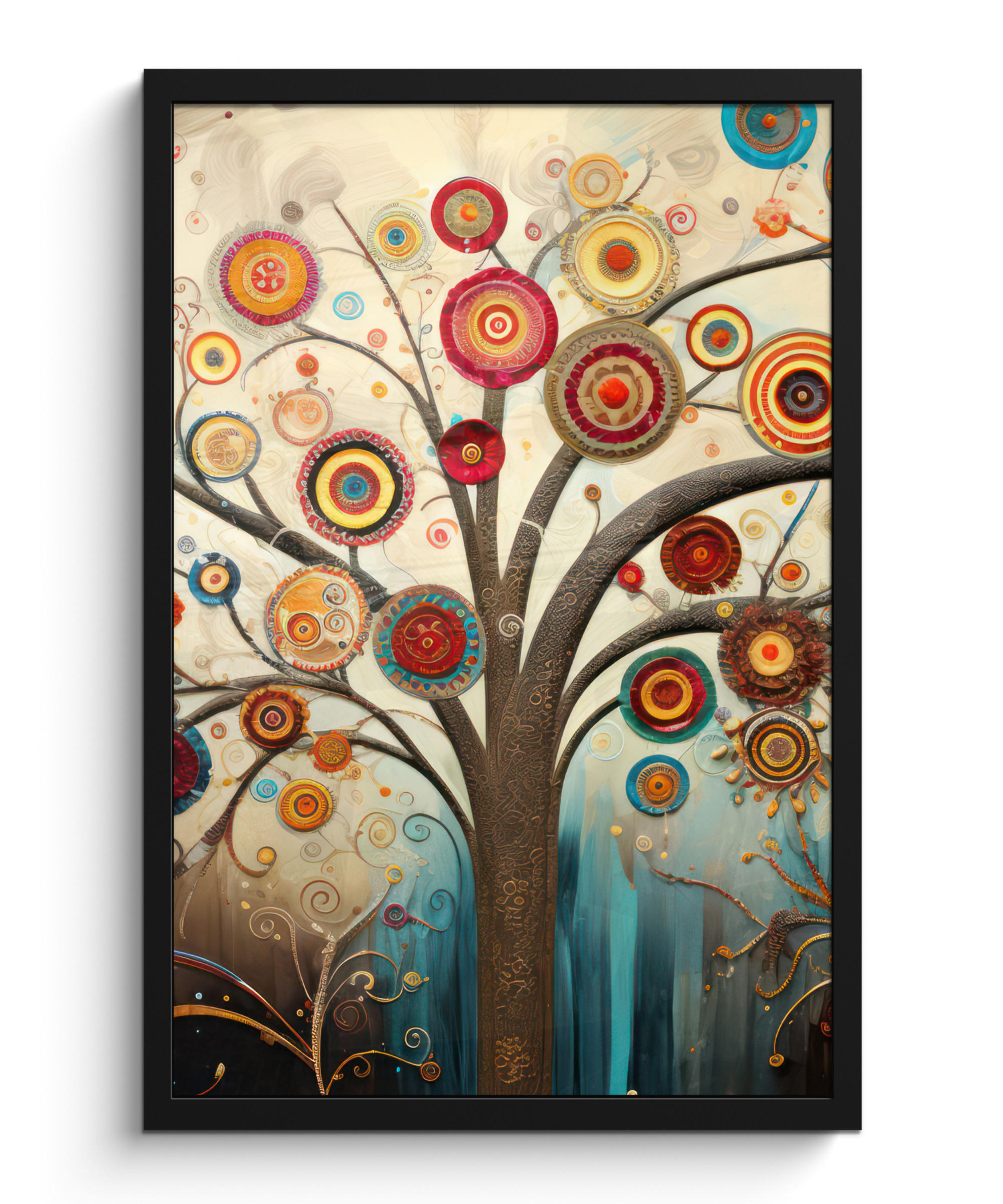 GERAHMTES BILD Baum - Baum des Lebens - Farbe 40x60 cm - Braun, Papier (40/60cm) - MuchoWow
