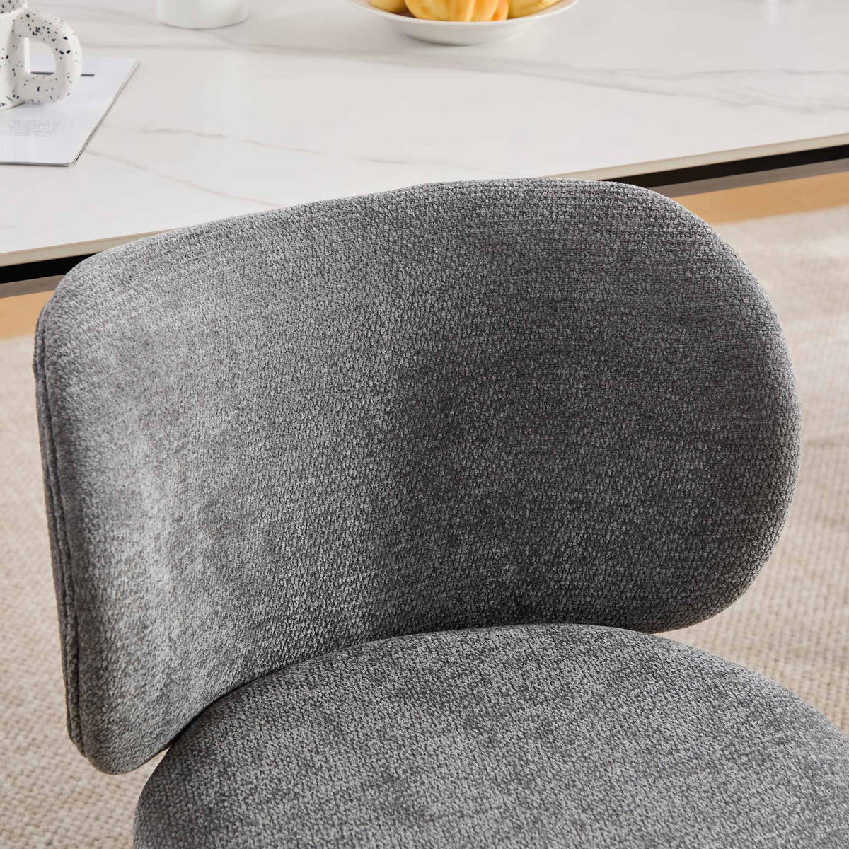 ESSZIMMERSTUHL 2er-Set aus Chenille mit Metallbeinen, Grau - Grau, Textil (52/80/46.5cm)