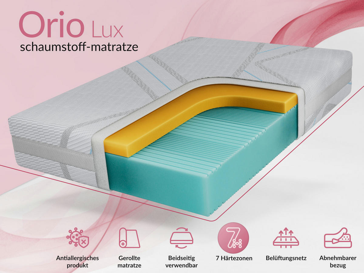 VISCOMATRATZE ORIO - 140/200 - H2 - Lux - Multicolor, Textil (140/200cm) - MKS