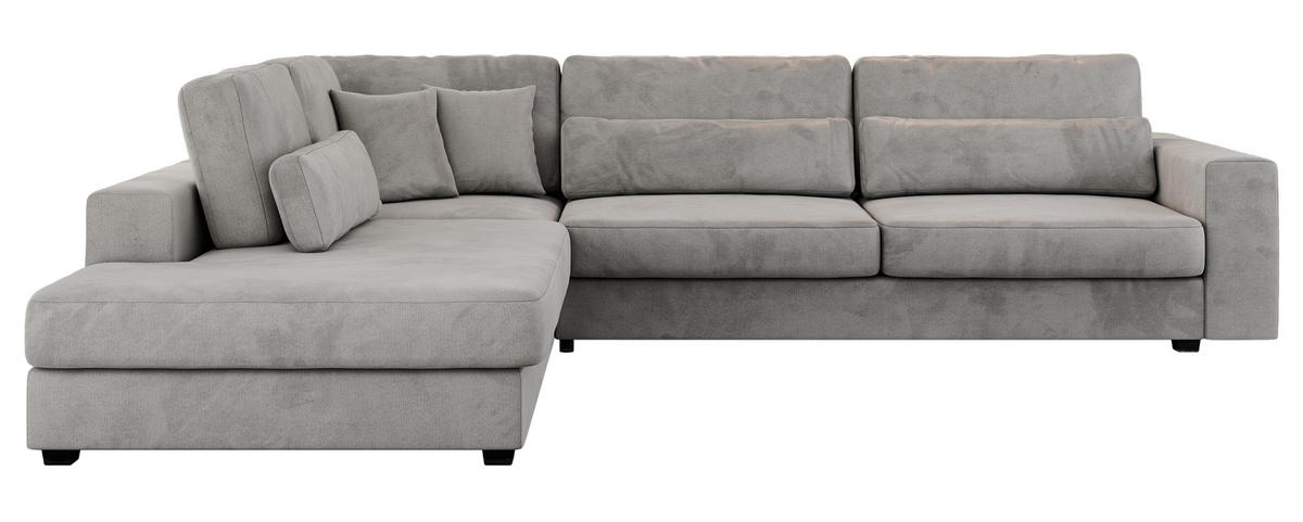 ECKSOFA Savona Hellgrau Velvet - links - Hellgrau/Schwarz, Kunststoff/Textil (316/249cm) - MKS