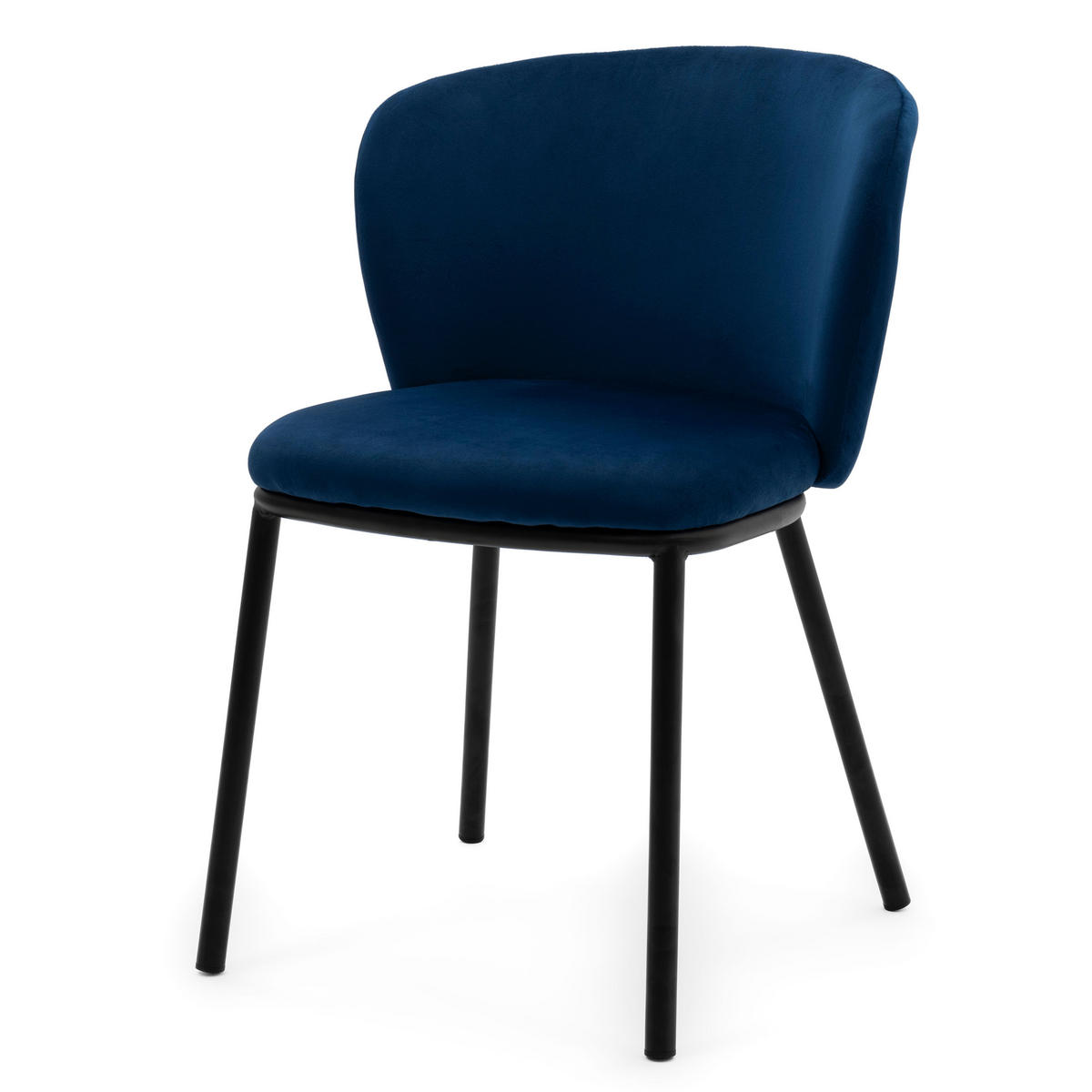 STUHL BARI gepolsterter mit Steppung - dunkelblau - Samt Velour - Schwarz/Dunkelblau, Textil/Metall (54/81/57cm) - NEW HOME