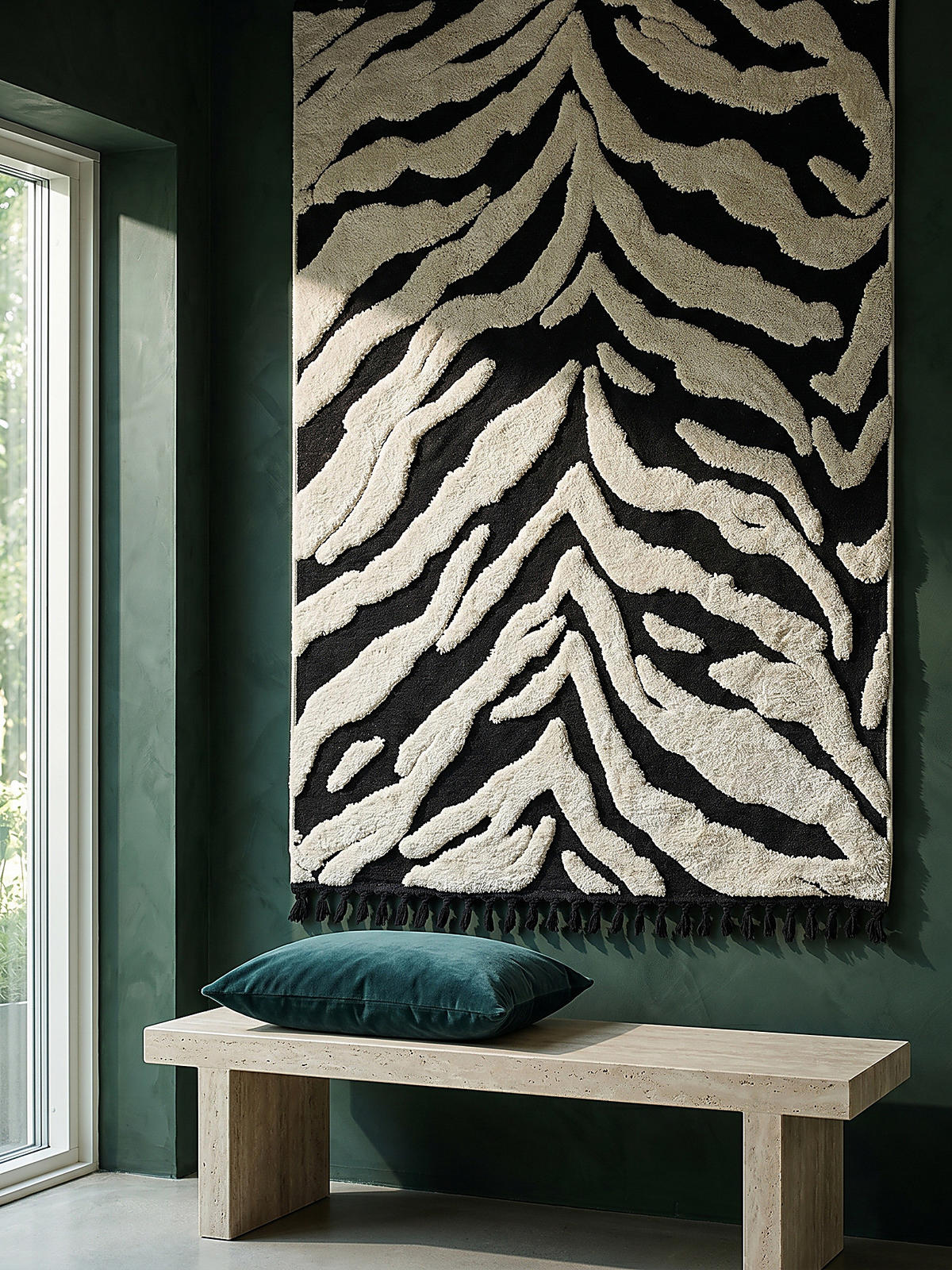 TEPPICH Hochflor mit Fransen MARA in Beige, mit Tier-Motiv, 200 x 300 cm - Beige, Textil (300/200cm) - KADIMA DESIGN