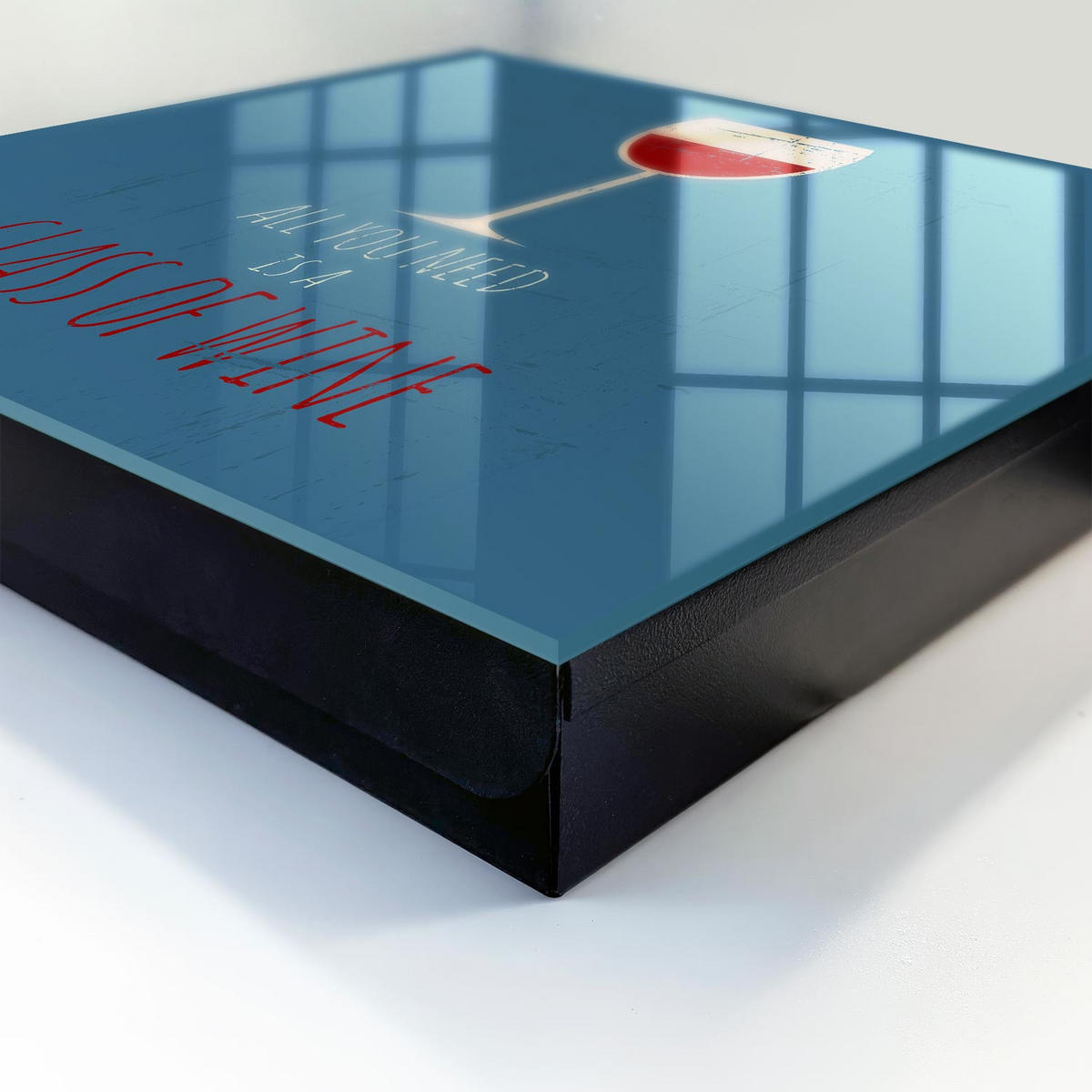 SCHLÜSSELBOX Schwarz 30x30 cm- Türöffnung nach rechts - Ein Glas Wein - Blau, Metall (30/30/5cm) - TULUP
