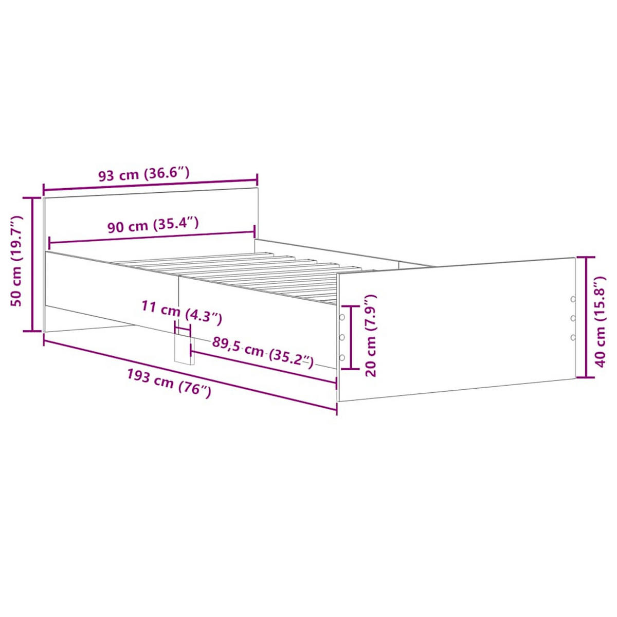 BETTGESTELL Weiss 90/190 Cm Holzwerkstoff - Weiß, Naturmaterialien (90/190cm) - vidaXL