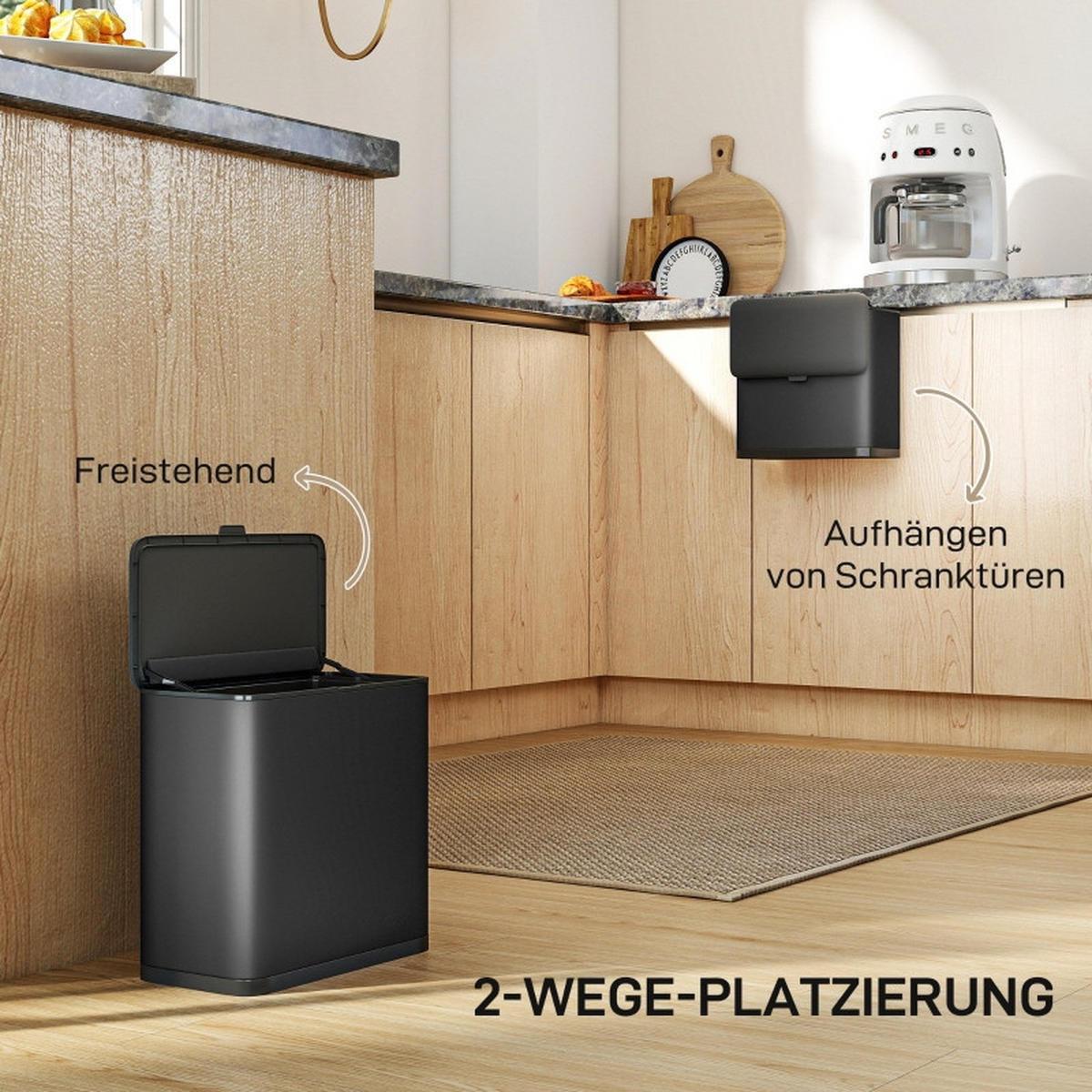 ABFALLEIMER - Schwarz, Metall (17.4/30/29.7cm)