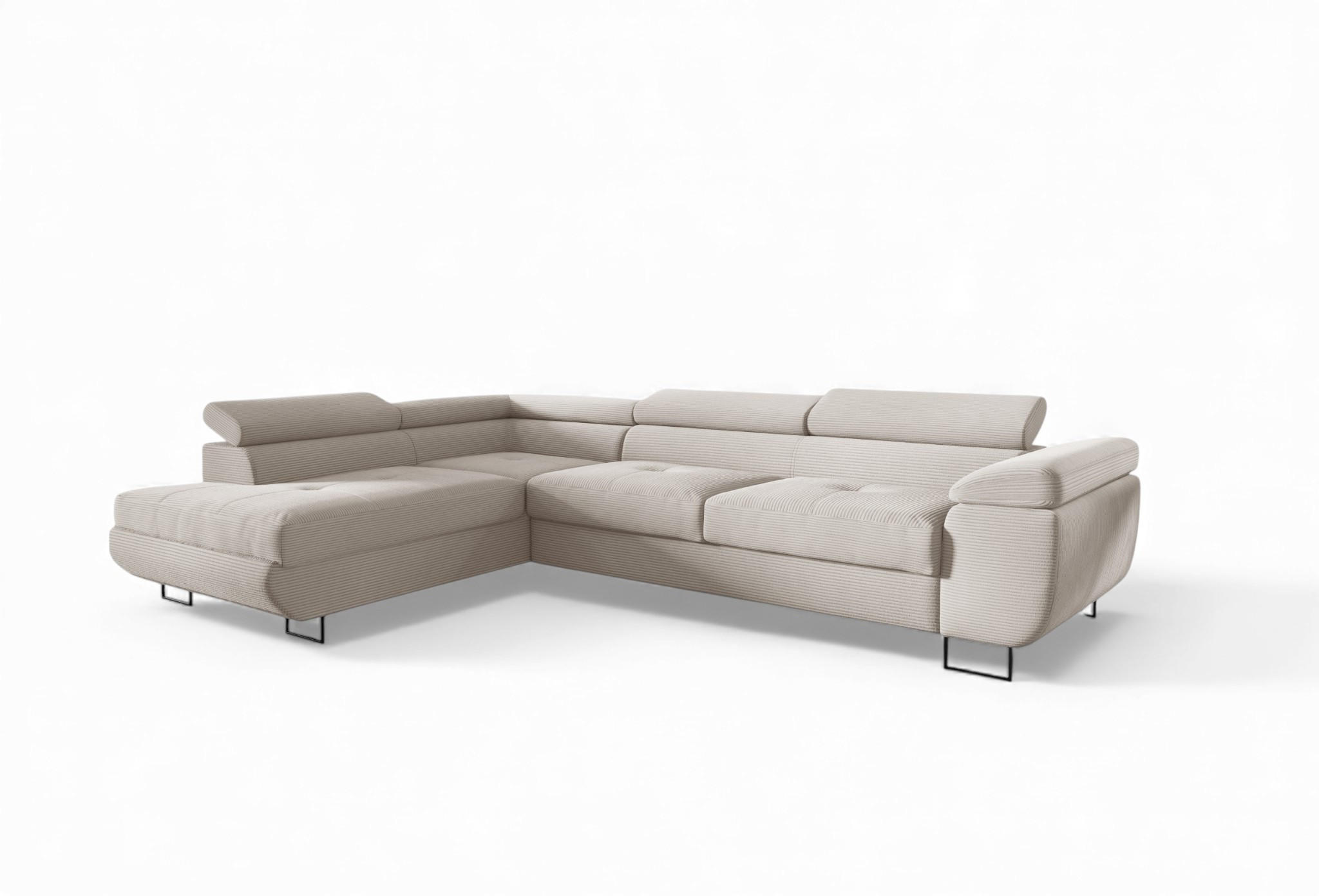 ECKSOFA Declan Mit Schlaffunktion - Weiß, Holzwerkstoff/Textil (277/203cm) - Fun Möbel