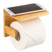 TOILETTENPAPIERHALTER, Bambus, zum Kleben - Braun, Holz (20/4/11.5cm) - eluno