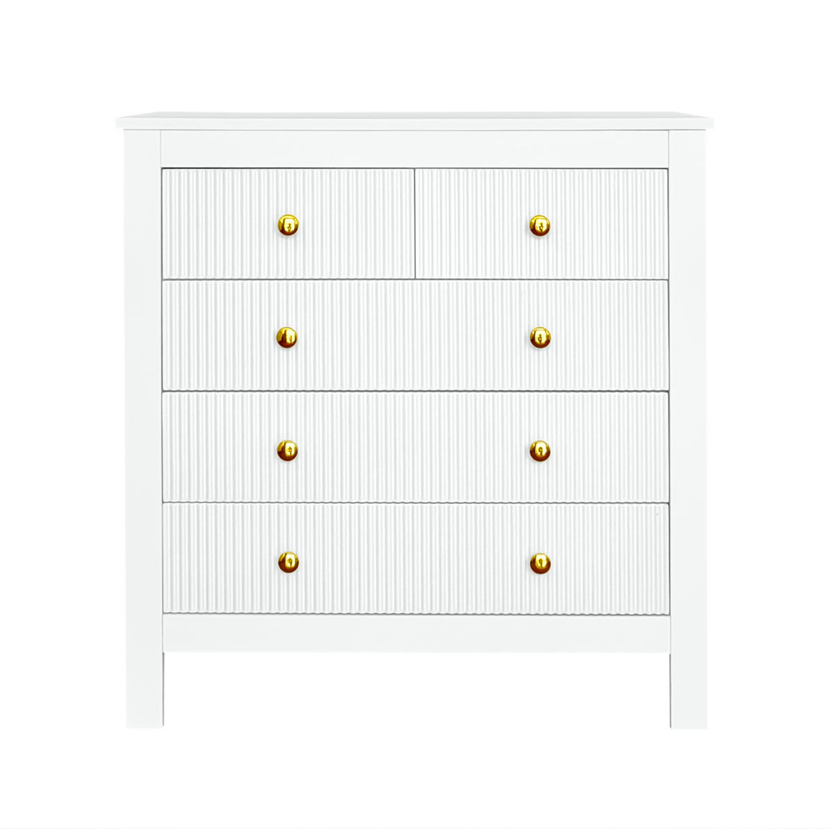 SIDEBOARD 79/80,5/39,5 cm in Weiß mit 5 Schubladen und goldfarbenen Griffen - Weiß, Holzwerkstoff (79/80.5/39.5cm) - Flora Grace