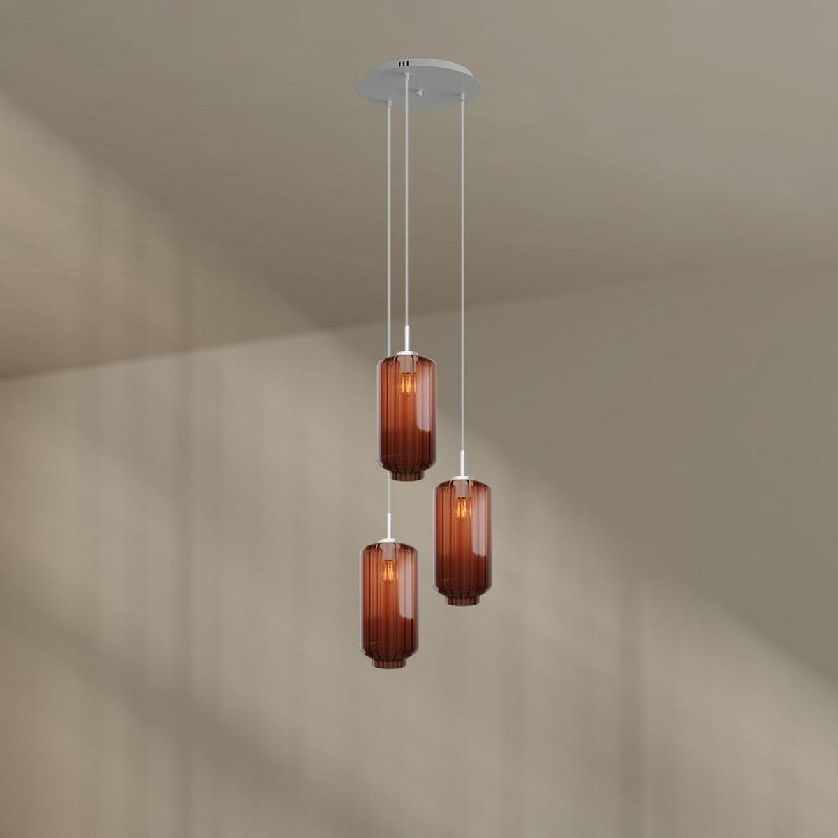 GALERIELEUCHTE Velo 3-flammig Braun Ø 18cm - Braun/Weiß, Glas (18/18/33cm) - s.luce