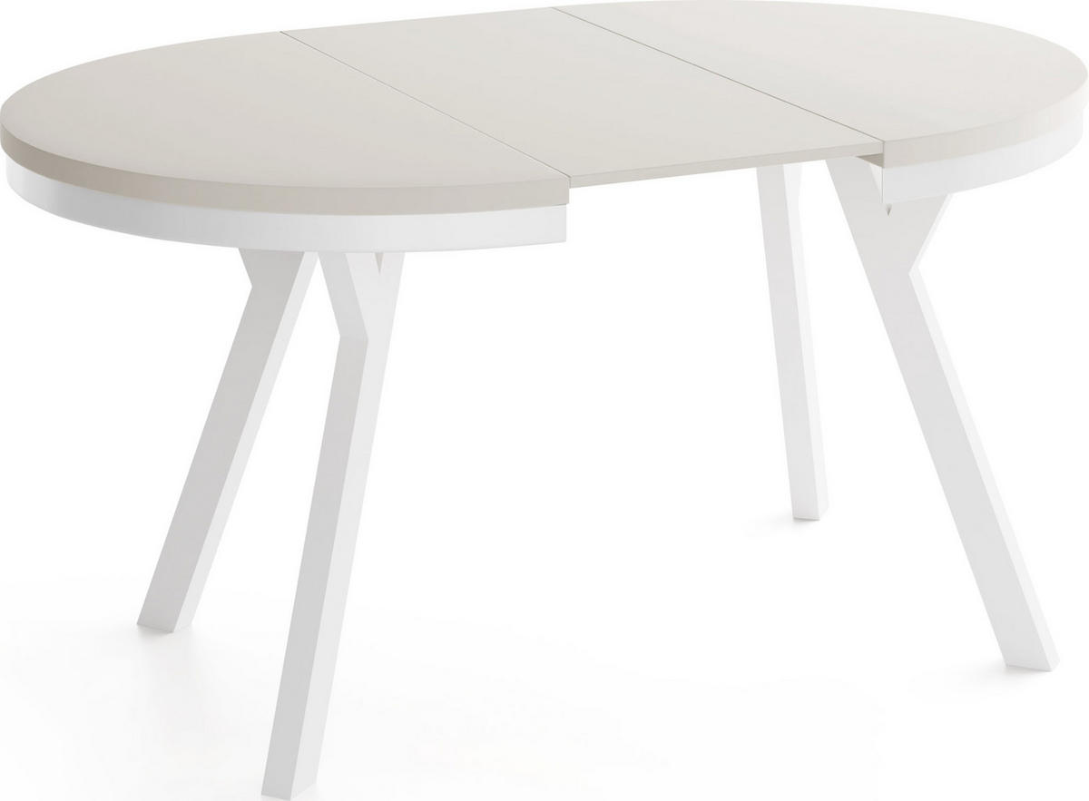 ESSTISCH Vero Neo rund ausziehbar verlängerbar, Kaschmir 80-130/80/77 cm - Kaschmir/Weiß, Holz/Holzwerkstoff (80/80/77cm) - WFL GROUP