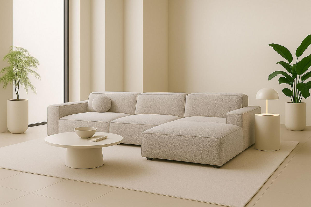 ECKSOFA Cursal L-Form, Stoff Artico, Nata, Rechts - Beige, Holz (284/166cm) - Kaiser Möbel