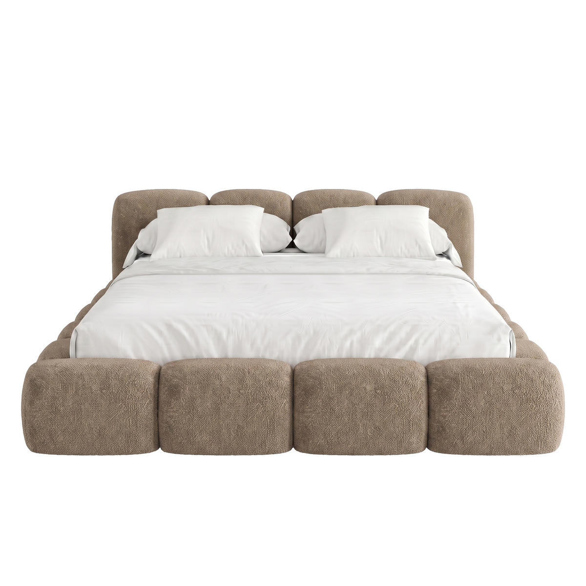 POLSTERBETT SUENO 180x200 cm in Beige, gepolstertes Kopfteil, Metalllattenrost, Bettkasten, Chenille-Stoff - Beige/Naturfarben, Holz/Textil (180/200cm) - Muffo