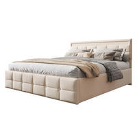 POLSTERBETT 180/200 cm in Beige Samt mit Bettkasten und LED - Beige, Holzwerkstoff/Textil (180/200cm) - WISHDOR