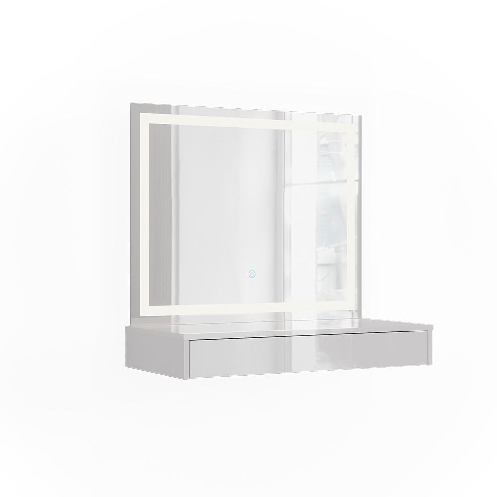 SCHMINKTISCH Sherry Weiß/Weiß Hochglanz 80 cm 2 Teile - Weiß Hochglanz, Holzwerkstoff (80/76/50.1cm) - Vicco