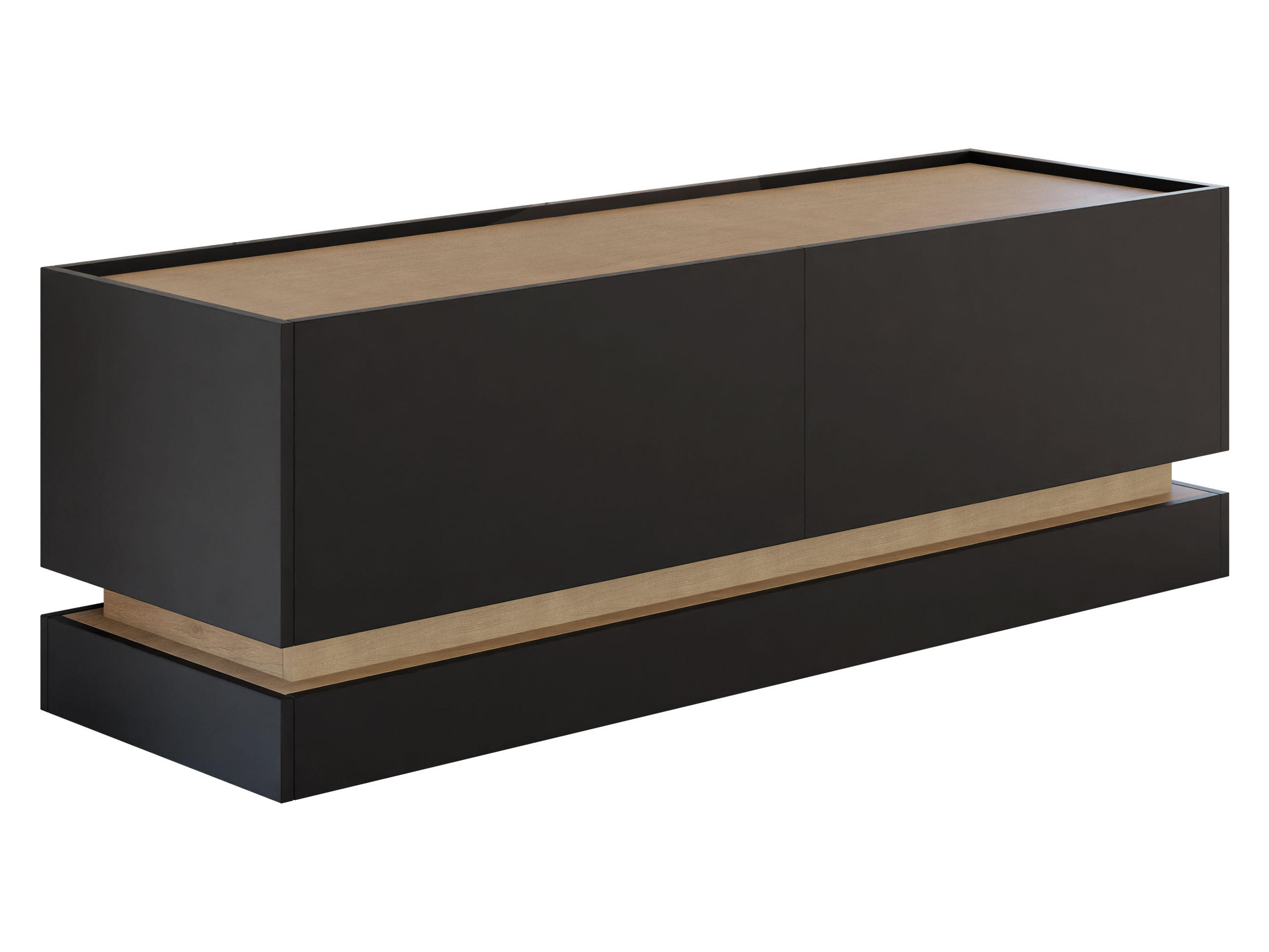 TV-LOWBOARD Zarpant 150 2K - Eichefarben/Schwarz, Holzwerkstoff (150/47/37cm) - MIRJAN24