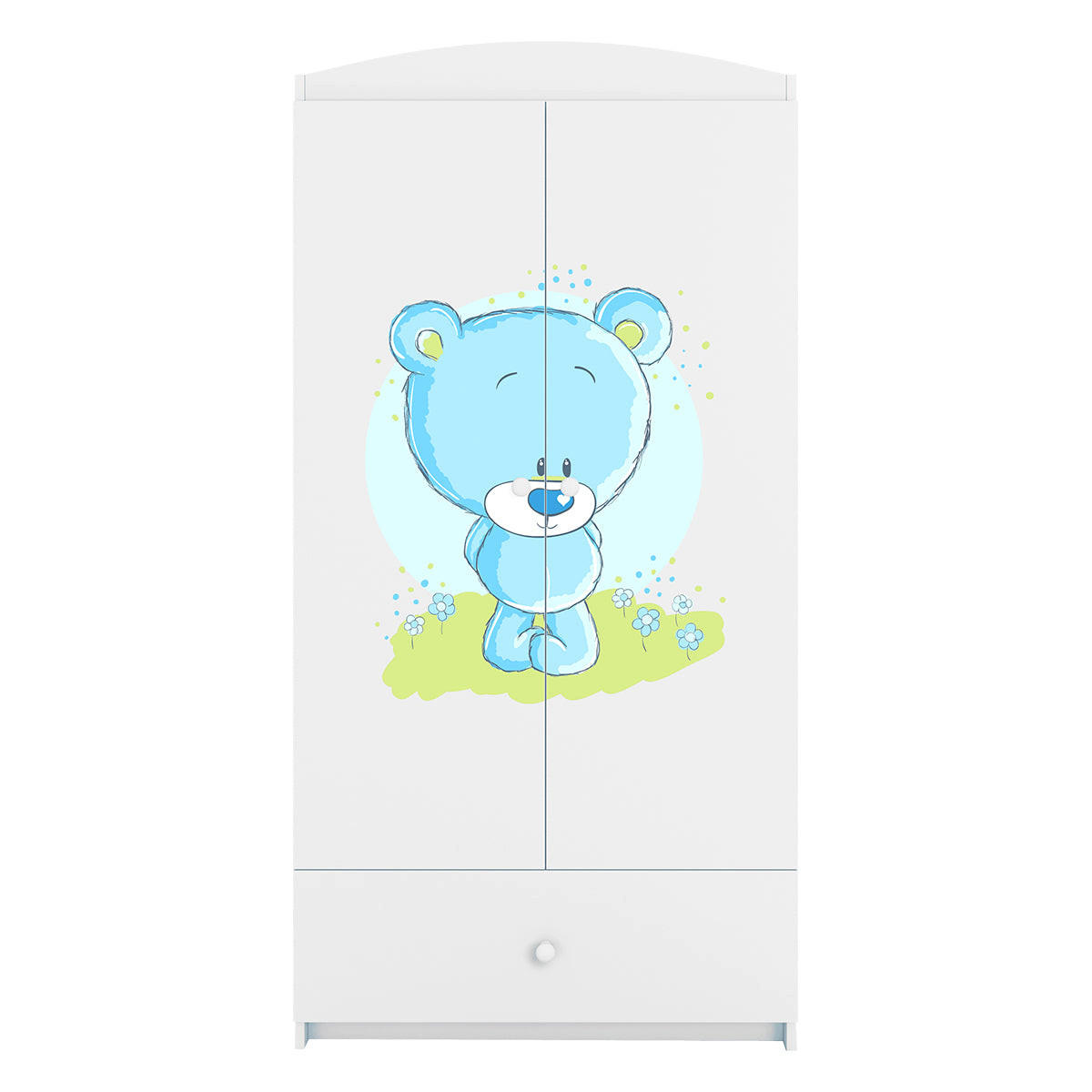 BABYKLEIDERSCHRANK 2 Türen Weiß - Weiß/Hellblau, Holzwerkstoff (90/187/57cm) - Petits-meubles
