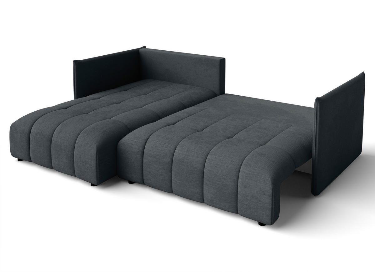 ECKSOFA L Form Gaziante Grau 245/182/83 cm – mit Bettkasten - Schwarz/Grau, Kunststoff/Textil (245/182cm) - AX Living