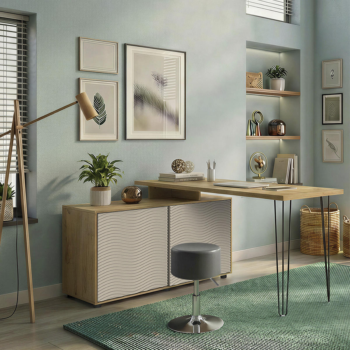 ROHOVÝ PSACÍ STŮL Notivo Kašmír - kašmírová, kompozitní dřevo (55/135/77cm) - Vicco