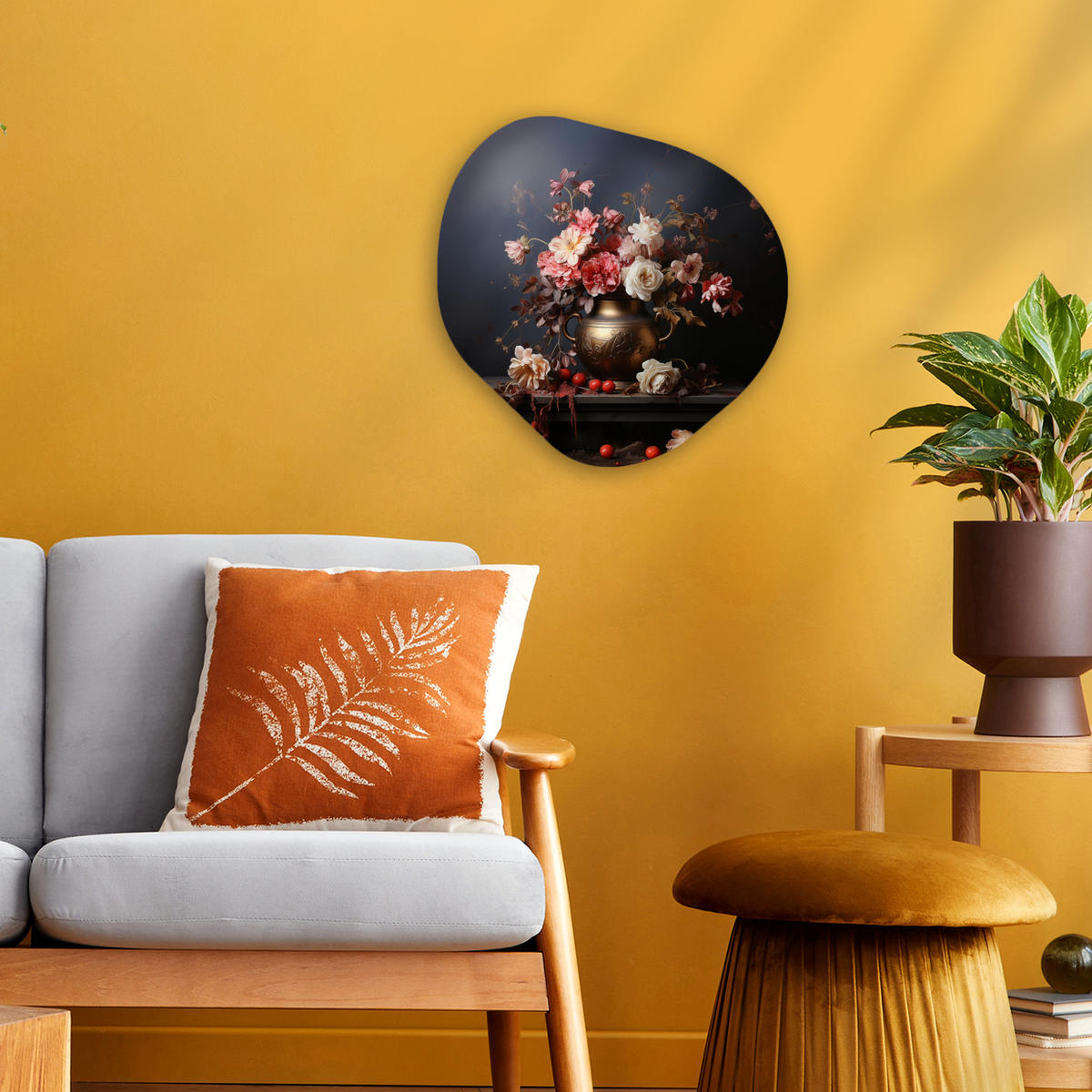 WANDBILD Stilleben - Blumen - Rosen - Blumenstrauß - Vase 40x40 cm - Dunkelbraun, Kunststoff (40/40cm) - MuchoWow