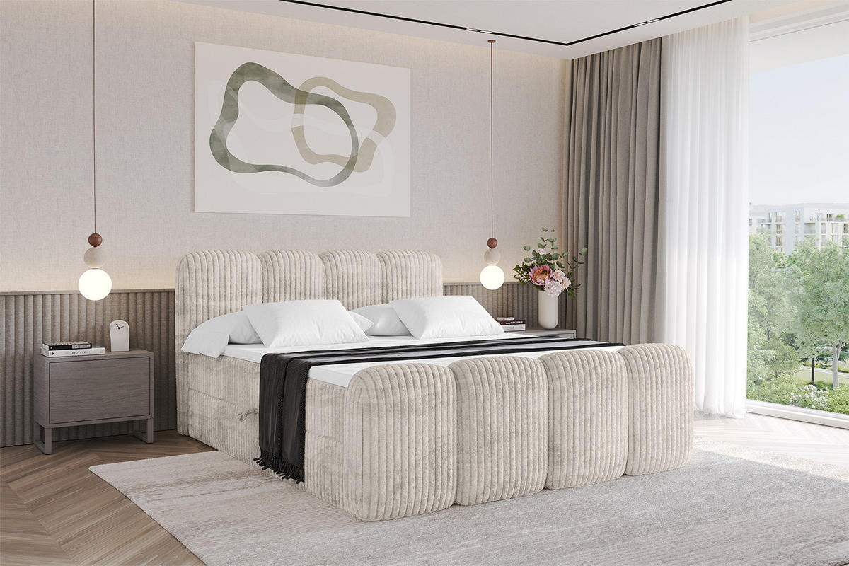 BOXBETT mit Matratze H4 und Lattenrost - NINA-Z - 120x200 cm - Creme - Creme, Holzwerkstoff (120/200cm)
