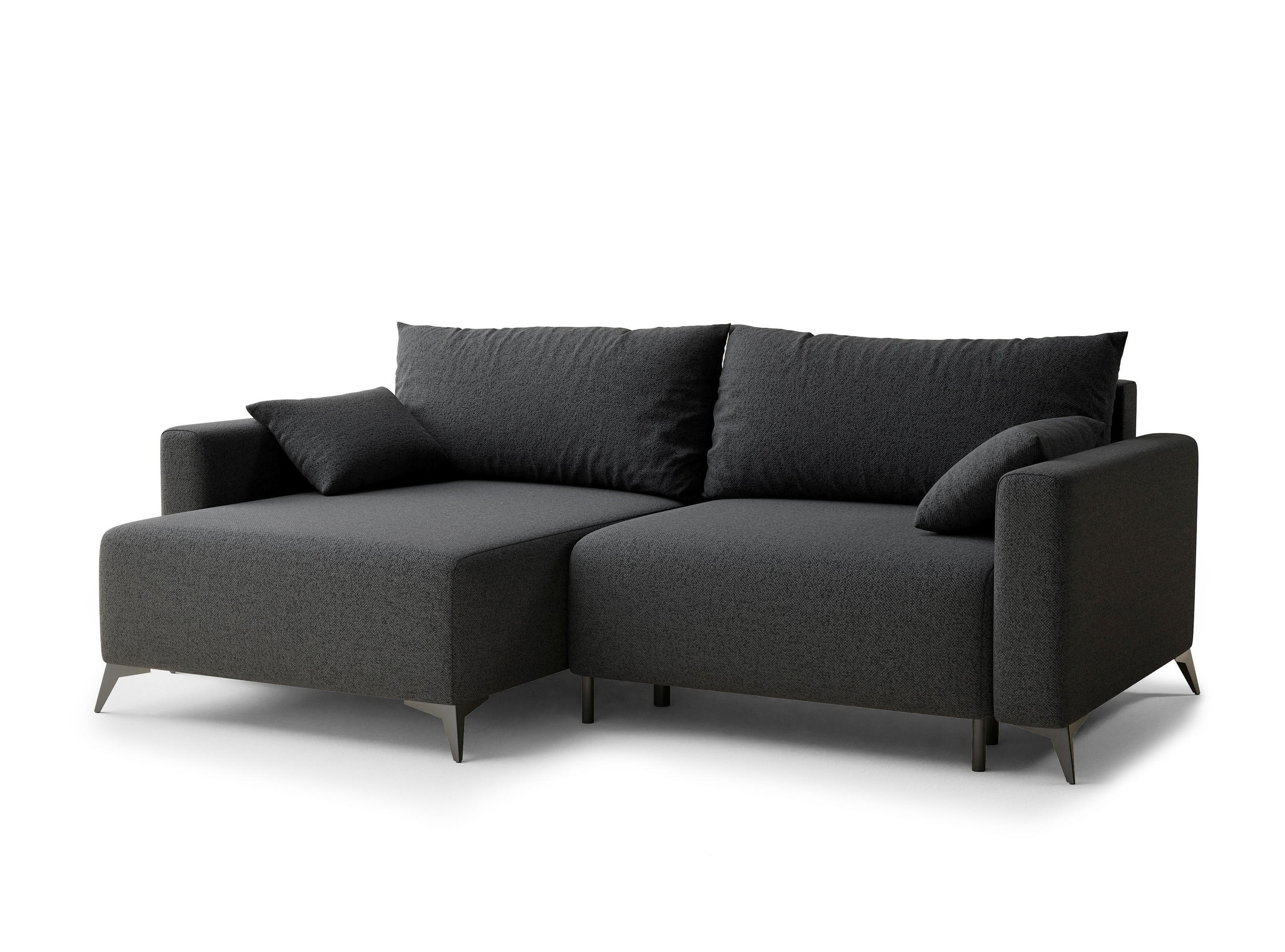 ECKSOFA MIT SCHLAFFUNKTION Leon Anthrazit Webstoff - Anthrazit/Schwarz, Holz/Holzwerkstoff (148/239cm) - Maison de Reve